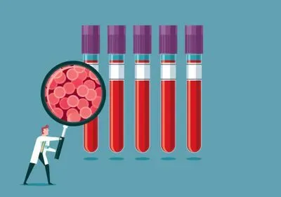 cartoon of a scientist holding a magnifying glass up to test tubes of blood cartoon of a scientist holding a magnifying glass up to test tubes of blood